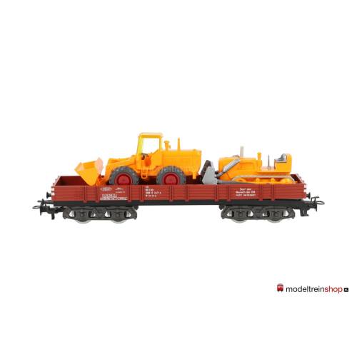 Marklin H0 4474 V01 Lageboordwagen met 2 bouwvoertuigen - Modeltreinshop