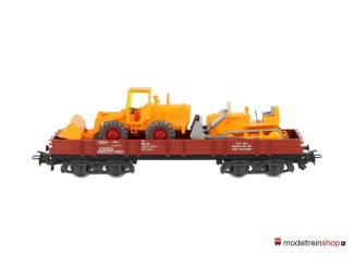 Marklin H0 4474 V01 Lageboordwagen met 2 bouwvoertuigen - Modeltreinshop