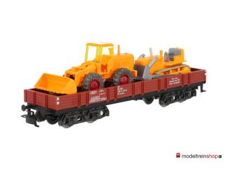 Marklin H0 4474 V01 Lageboordwagen met 2 bouwvoertuigen - Modeltreinshop