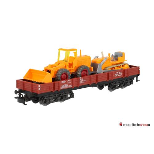 Marklin H0 4474 V01 Lageboordwagen met 2 bouwvoertuigen - Modeltreinshop