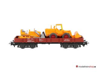 Marklin H0 4474 V01 Lageboordwagen met 2 bouwvoertuigen - Modeltreinshop