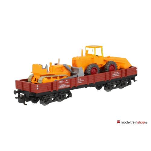 Marklin H0 4474 V01 Lageboordwagen met 2 bouwvoertuigen - Modeltreinshop