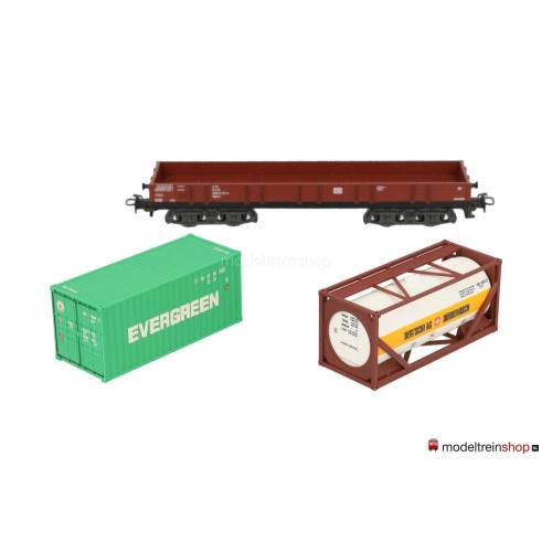 Marklin H0 78450 Containerwagen 2x 20 ft container Evergreen en Bertschi AG - Modeltreinshop