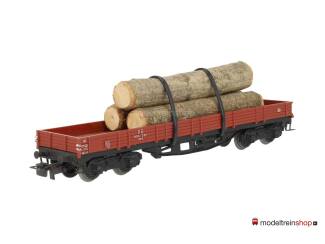 Marklin H0 4514 V05 Lageboordwagen 00t / Rklmm-tu beladen met houtstammen - Modeltreinshop