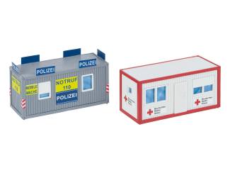 Faller HO 180338 180338 kantoorcontainer politie en Rotes Kreuz - Modeltreinshop