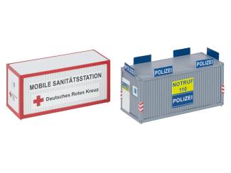 Faller HO 180338 180338 kantoorcontainer politie en Rotes Kreuz - Modeltreinshop