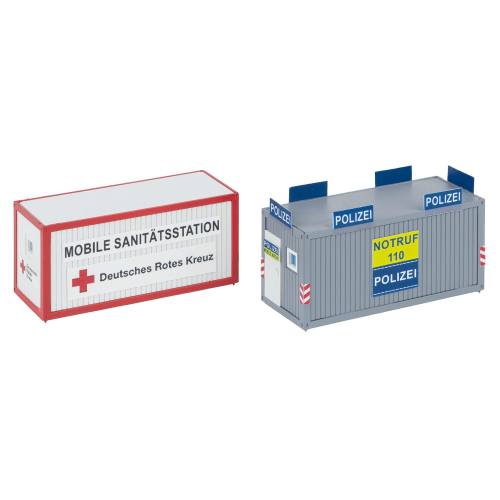 Faller HO 180338 180338 kantoorcontainer politie en Rotes Kreuz - Modeltreinshop