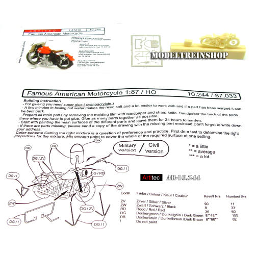 Artitec H0 10.244 Famous American Motorcycle bouwpakket uit resin, ongeverfd - Modeltreinshop