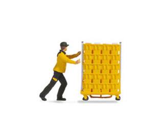 Noch H0 16523 Tiny-Scenes - Postbezorger duwt postkar - Modeltreinshop