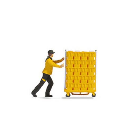 Noch H0 16523 Tiny-Scenes - Postbezorger duwt postkar - Modeltreinshop