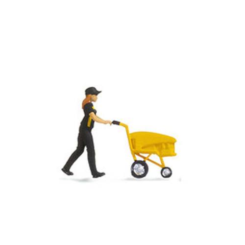 Noch H0 16524 Tiny-Scenes - Postbezorger duwt postkarretje - Modeltreinshop
