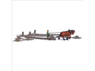 Busch H0 79883 Paard trekt boomstam - Modeltreinshop