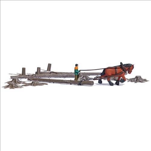 Busch H0 79883 Paard trekt boomstam - Modeltreinshop