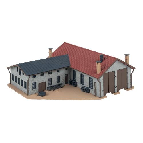 Faller N 222106 Twee-standplaats locomotiefloods met werkplaats - Modeltreinshop