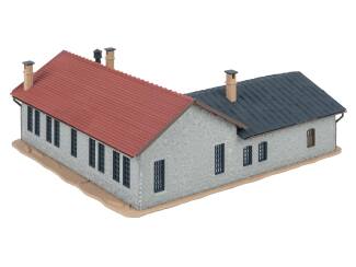 Faller N 222106 Twee-standplaats locomotiefloods met werkplaats - Modeltreinshop