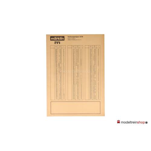 Marklin Catalogus 1978 Nederlands + prijslijst - Modeltreinshop