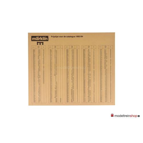 Marklin Catalogus 1983/84 Nederlands + prijslijst - Modeltreinshop
