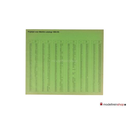 Marklin Catalogus 1984/85 Nederlands + prijslijst - Modeltreinshop