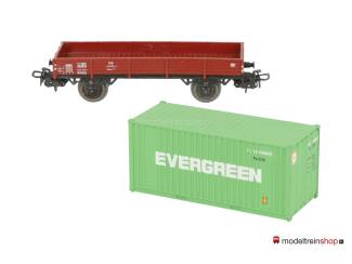 Marklin H0 4503 Lageboordwagen met (Walthers container 20') Evergreen - Modeltreinshop