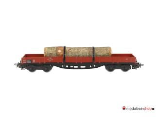 Marklin H0 4514 V05 Lageboordwagen 00t / Rklmm-tu beladen met houtstam - Modeltreinshop
