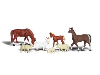 Woodland H0 1844 schapen, paarden en een geit - Modeltreinshop