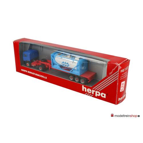 Herpa H0 144049 MAN Meurer met container Eurotainer" Blauw - Rood - Modeltreinshop