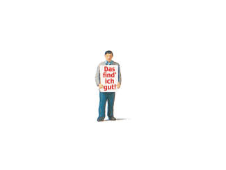 Preiser H0 29049 man met reclame bord - Modeltreinshop