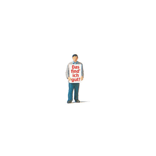 Preiser H0 29049 man met reclame bord - Modeltreinshop