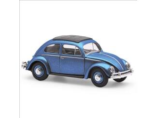 Busch H0 52996 VW Kever ovaal raam export uitvoering blauw metallic - Modeltreinshop