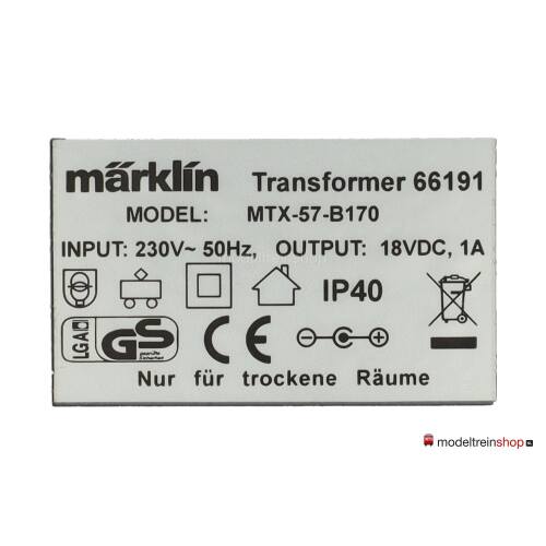 Marklin 66191 Transformator 18 VA - Modeltreinshop