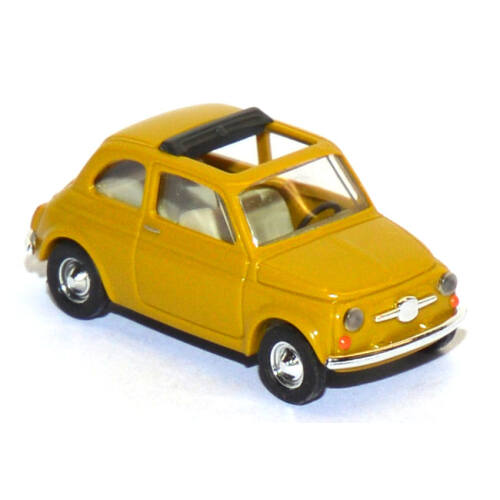 Busch H0 48700 Fiat Nuovo 500 F met open dak geel - Modeltreinshop