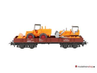 Marklin H0 4474 V04 Lageboordwagen met 2 bouwvoertuigen - Modeltreinshop