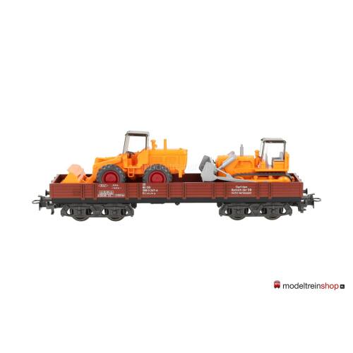 Marklin H0 4474 V04 Lageboordwagen met 2 bouwvoertuigen - Modeltreinshop