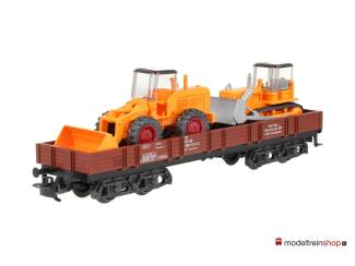 Marklin H0 4474 V04 Lageboordwagen met 2 bouwvoertuigen - Modeltreinshop