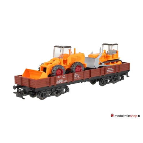 Marklin H0 4474 V04 Lageboordwagen met 2 bouwvoertuigen - Modeltreinshop