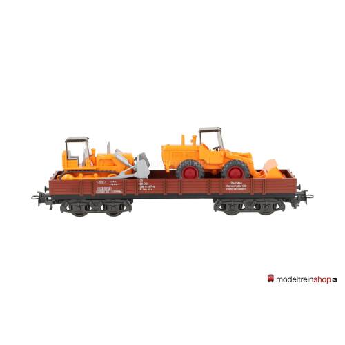 Marklin H0 4474 V04 Lageboordwagen met 2 bouwvoertuigen - Modeltreinshop