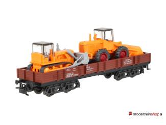 Marklin H0 4474 V04 Lageboordwagen met 2 bouwvoertuigen - Modeltreinshop