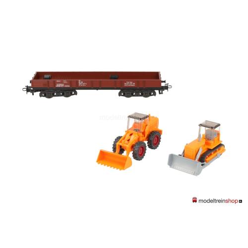 Marklin H0 4474 V04 Lageboordwagen met 2 bouwvoertuigen - Modeltreinshop