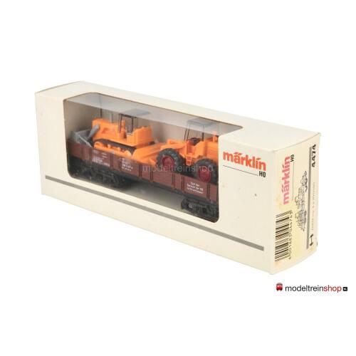 Marklin H0 4474 V04 Lageboordwagen met 2 bouwvoertuigen - Modeltreinshop