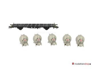 Marklin H0 48532 Containerdraagwagen met 5 bolcontainers ''Von Haus zu Haus'' van de DB - Modeltreinshop