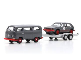 Schuco / Minimax H0 87U00067 VW T2 Bus + trailer & VW Golf I GTI - Modeltreinshop