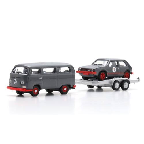 Schuco / Minimax H0 87U00067 VW T2 Bus + trailer & VW Golf I GTI - Modeltreinshop