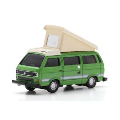 Schuco H0 26780 VW T3b Campingbus, groen/wit - Modeltreinshop