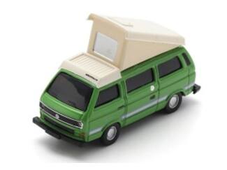 Schuco H0 26780 VW T3b Campingbus, groen/wit - Modeltreinshop