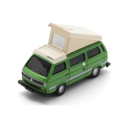 Schuco H0 26780 VW T3b Campingbus, groen/wit - Modeltreinshop