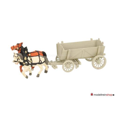Preiser N 79475 set van 2 paarden met gesloten wagen en boer - Modeltreinshop