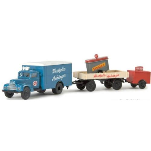 Brekina H0 49022 Ford FK koffer Westfalia met aanhanger - Modeltreinshop