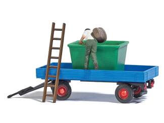 Busch H0 7879 Druivenoogst met platte wagen - Modeltreinshop
