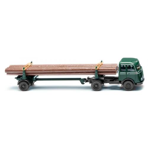 Wiking H0 039014 Mercedes-Benz LP Pullman houtvrachtwagen (1955-63) - mosgroen - Modeltreinshop