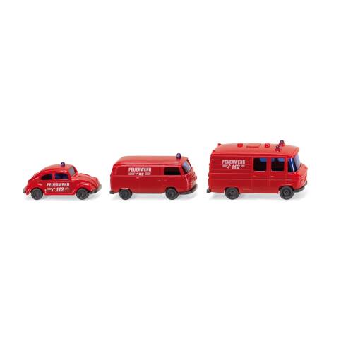 Wiking N 093449 3 delige set voertuigen "Feuerwehr" - brandweer - Modeltreinshop